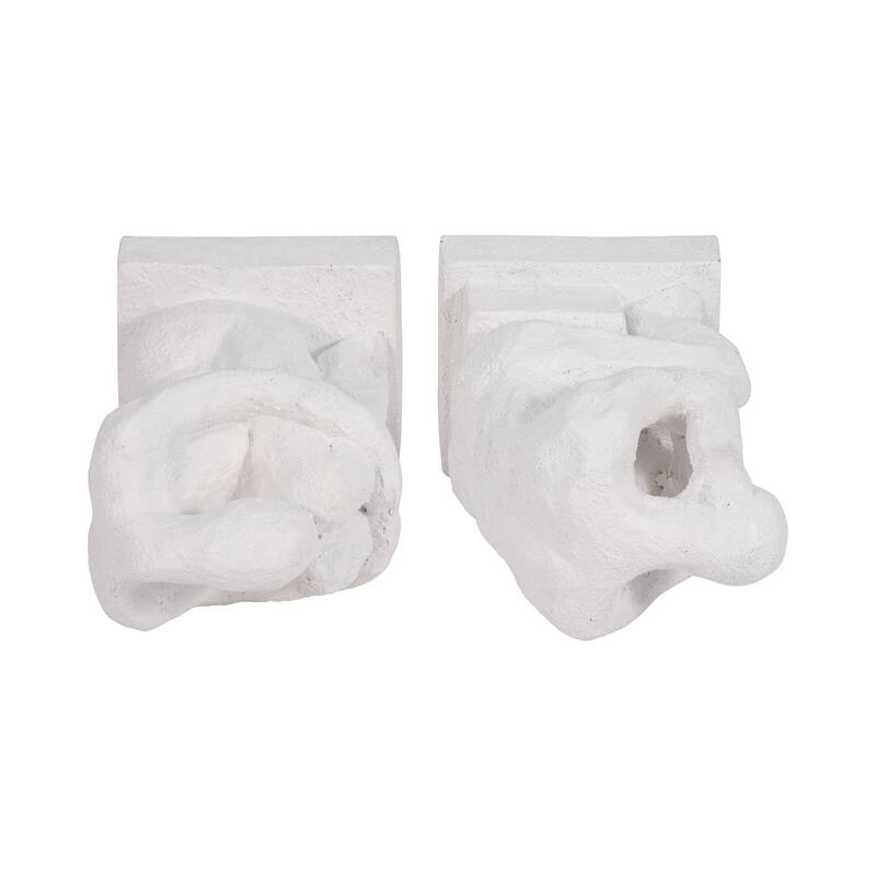 Modern Thinking Man Decorative Bookends - Set of 2, 7", White - 7.0"