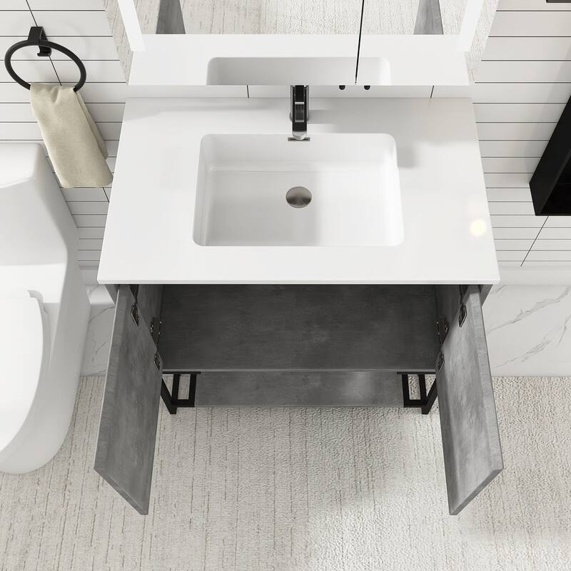30-inch Freestanding Bath Vanity with Cultured Mable Top