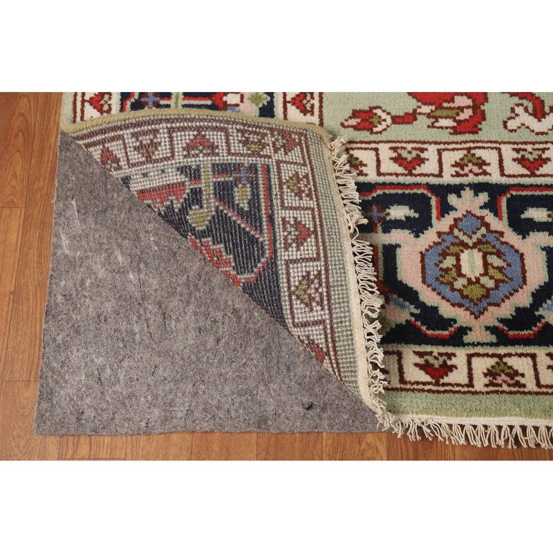 Hand Knotted Oriental 100% Wool Carpet Traditional Geometric Green Heriz (serapi) Area Rug - 9' 9'' X 7' 11''
