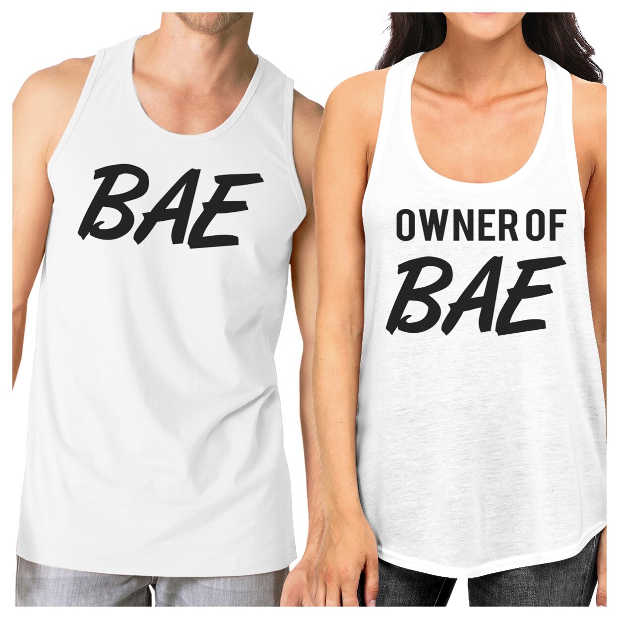 Shop Bae And Owner Of Bae White Couples Matching Workout Tank Tops
