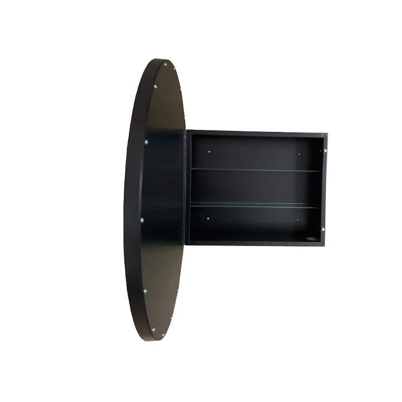 Round Metal Frame Medicine Cabinet In Matte Black