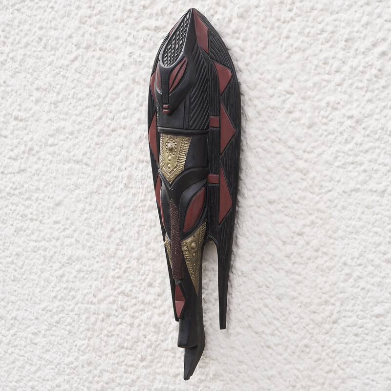 Novica Handmade African Fish Akan Wood Mask