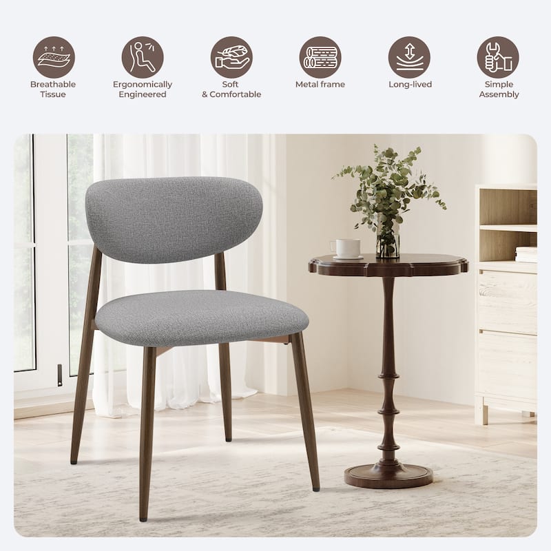 RENEWLINE Mid-Century Modern Tapered Dining Chairs with Upholstered Seat & Iron Frame