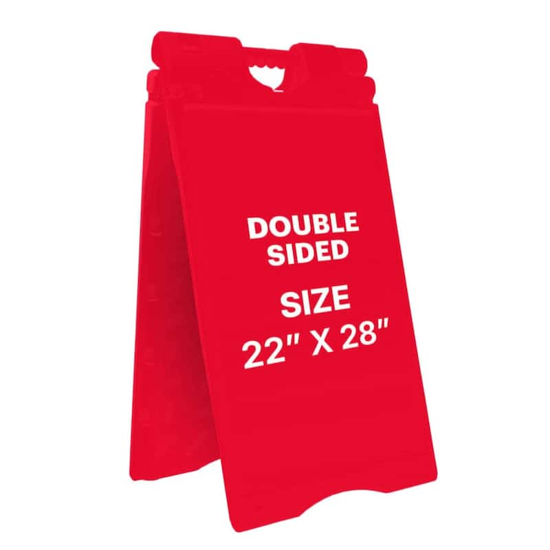 Jumbl A Frame Sandwich Board – 22 x 28” Display Sidewalk Sign with PVC Sign Protector ( Red ) - Red