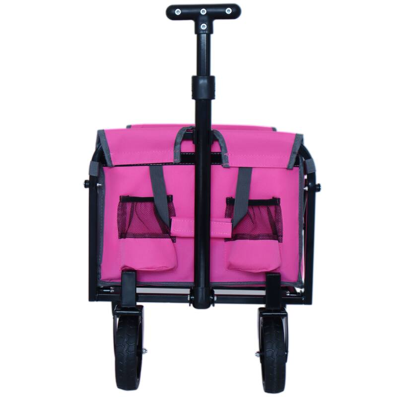 Expandable Dual-Layer Utility Wagon with 100% Extra Space - Grocery Cart for Camping,Shopping,Sports,Gardening,Fishing