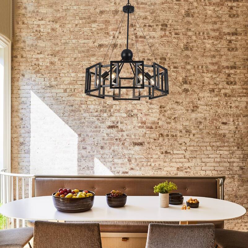 6-Light Rustic Geometric Chandelier for Kitchen Island with no bulbs included