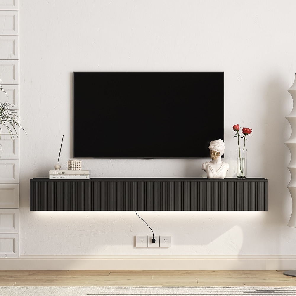 Floating TV Stand 69" with 16 Color LEDs for 55-65" TVs