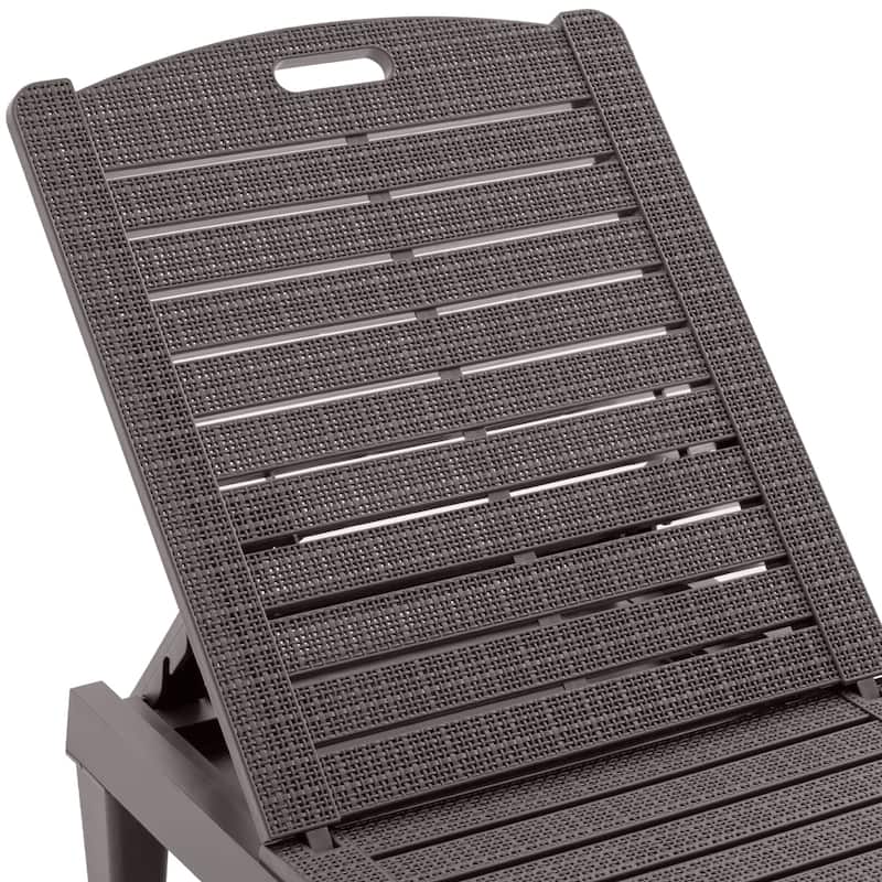 Roomfitters 2 Pcs Resin Outdoor Chaise Lounge Chairs with Adjustable Backrest for Patio, Poolside or Beach