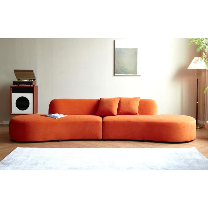 132.3 inch Large Size Elegant Half Moon Design Curved 6-Seat Sofa with High-Density Foam Filled