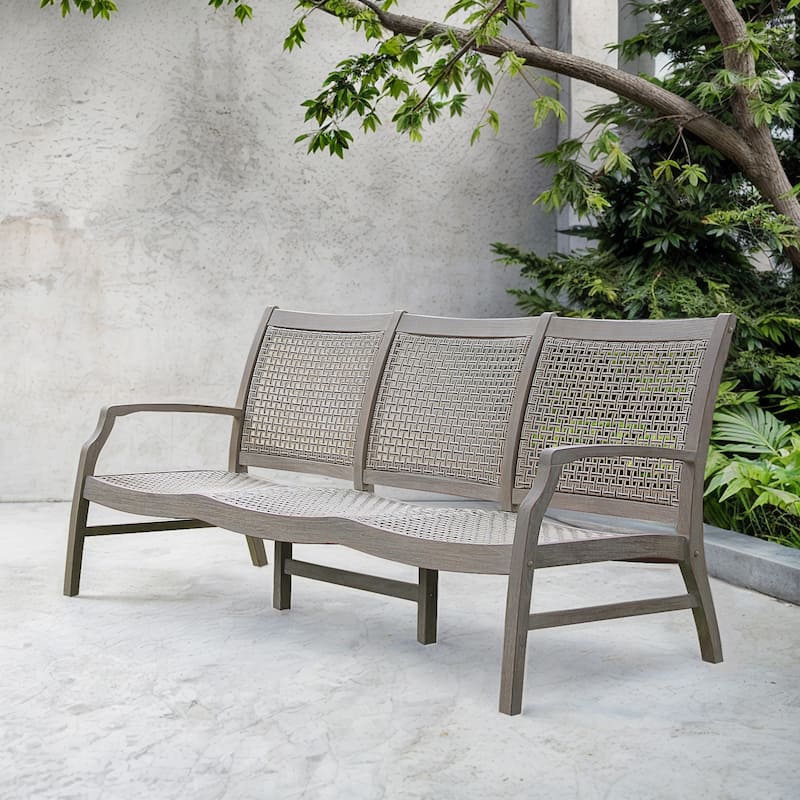 Cambridge Casual Zuma Teak Wicker Outdoor Sofa - Weathered Grey