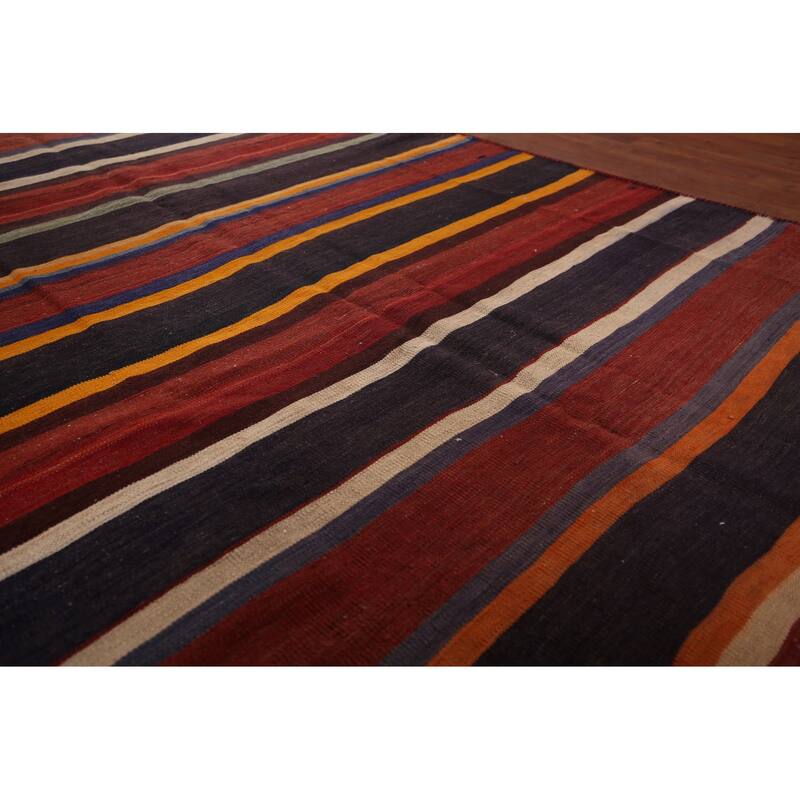 Striped Kilim Persian Area Rug Hand-Woven Wool Carpet - 5'9"x 8'8"