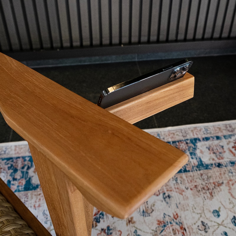 Cambridge Casual Camden Teak Patio Adirondack Chair Set with Padded Woven Seat - FREE Patio Cover