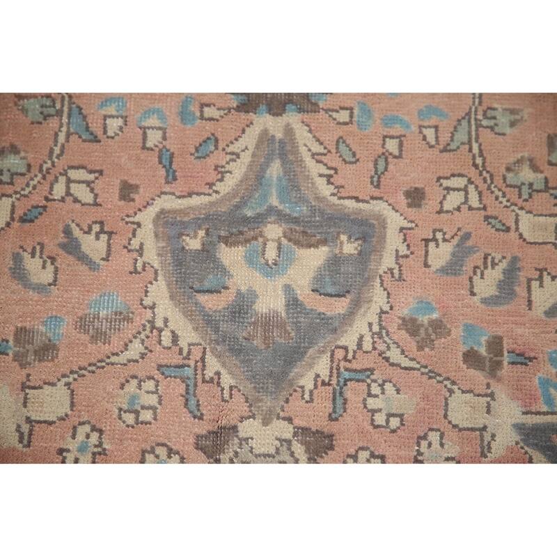 Hand Knotted Oriental 100% Wool Carpet Traditional Floral Pink Tabriz Area Rug - 9' 5'' X 6' 4''