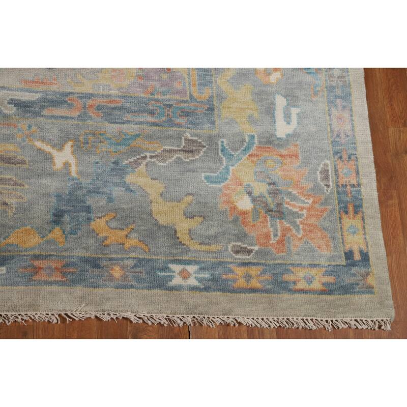 Hand Knotted Oriental 100% Wool Carpet Transitional All-Over Beige & Ivories Oushak Area Rug - 12' 3'' X 9' 1''