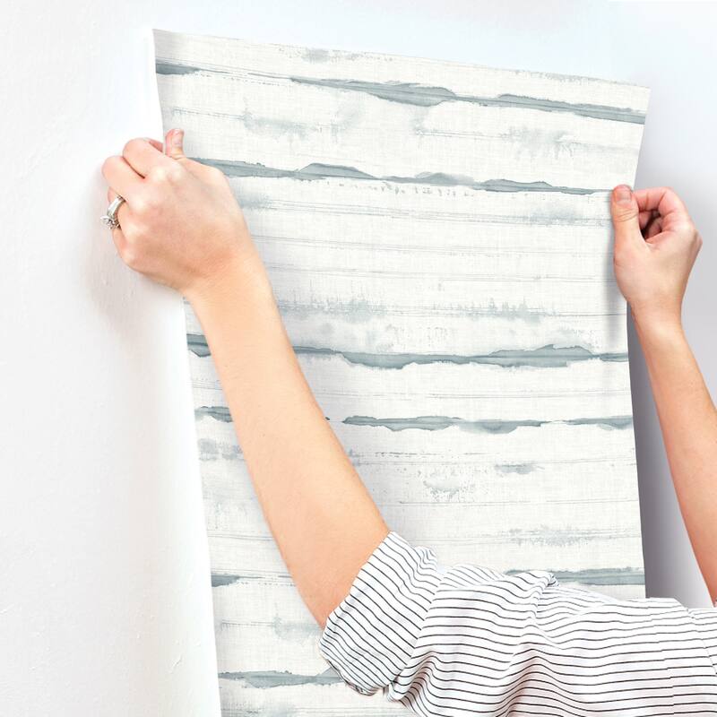 A-Street Prints Destin Teal Stripe Wallpaper