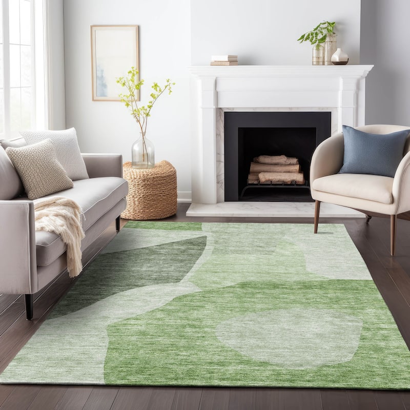 Premium Washable Super Soft Contemporary Geometric Mayfield Rug - Aloe - 8' x 10' - Rectangle