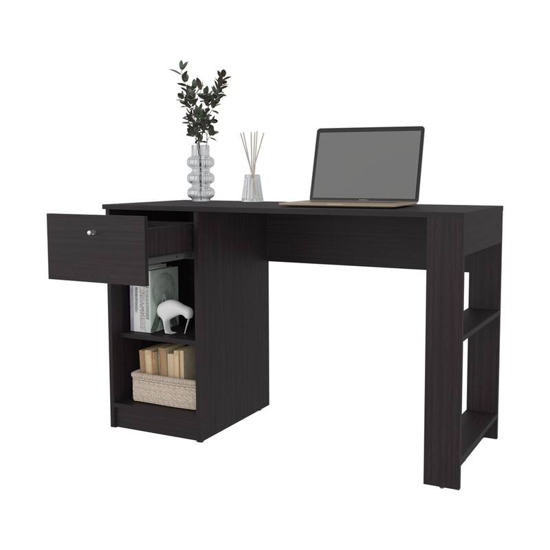 Salomé Computer Desk with Open Storage, Natural Oak
