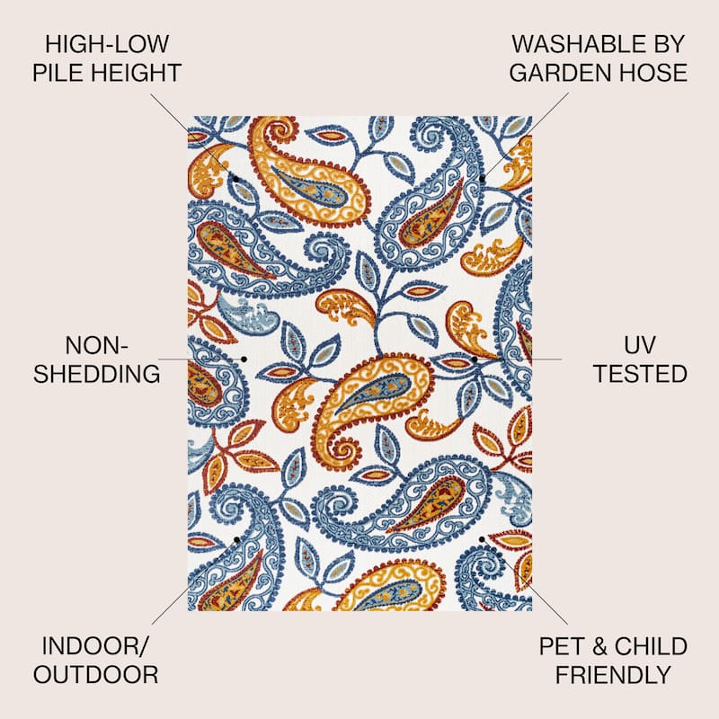 JONATHAN Y Gordes Paisley High-Low Indoor/Outdoor Area Rug