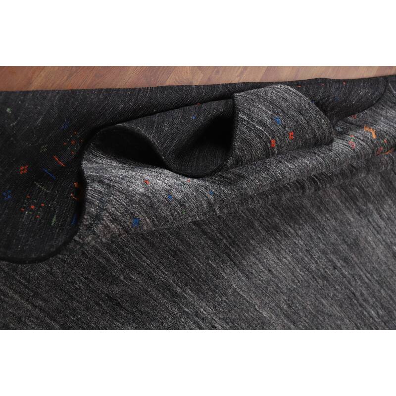 Gabbeh Oriental Area Rug Handmade Tribal Grey Silk Carpet - 8'11" x 11'11"