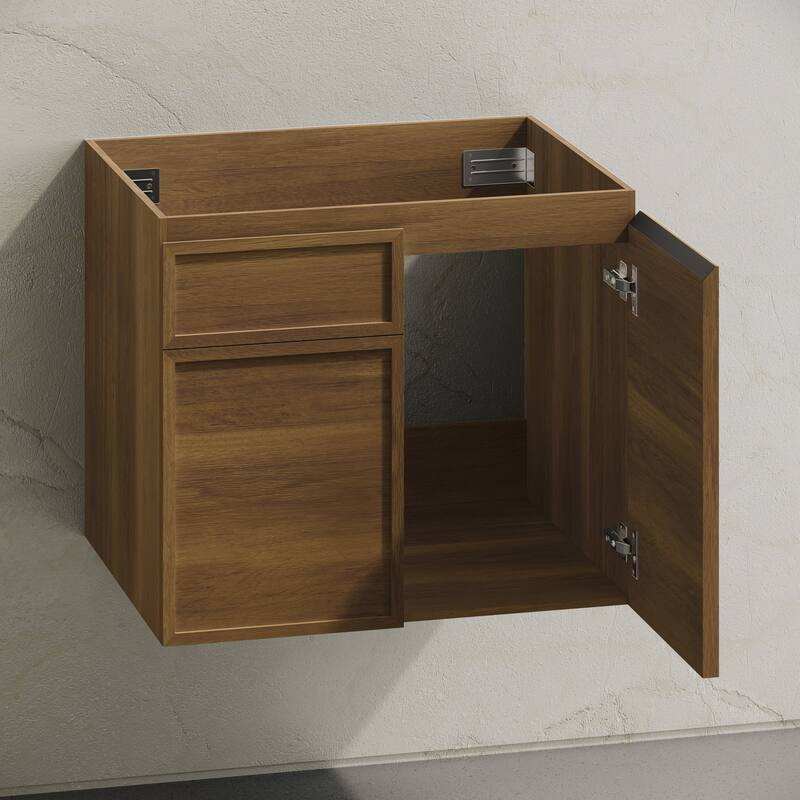 St. Tropez 24" Wall-Mounted Bathroom Vanity Cabinet Without Top In Brown Oak - 24