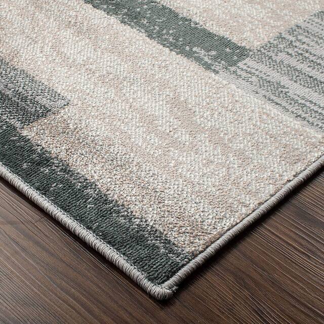 Miranda Haus Geometric Modern Patchwork Polypropylene Indoor Area Rug