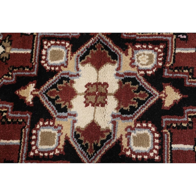 Geometric Heriz Oriental Foyer Area Rug Hand-knotted Wool Carpet - 3'11" x 6'1"