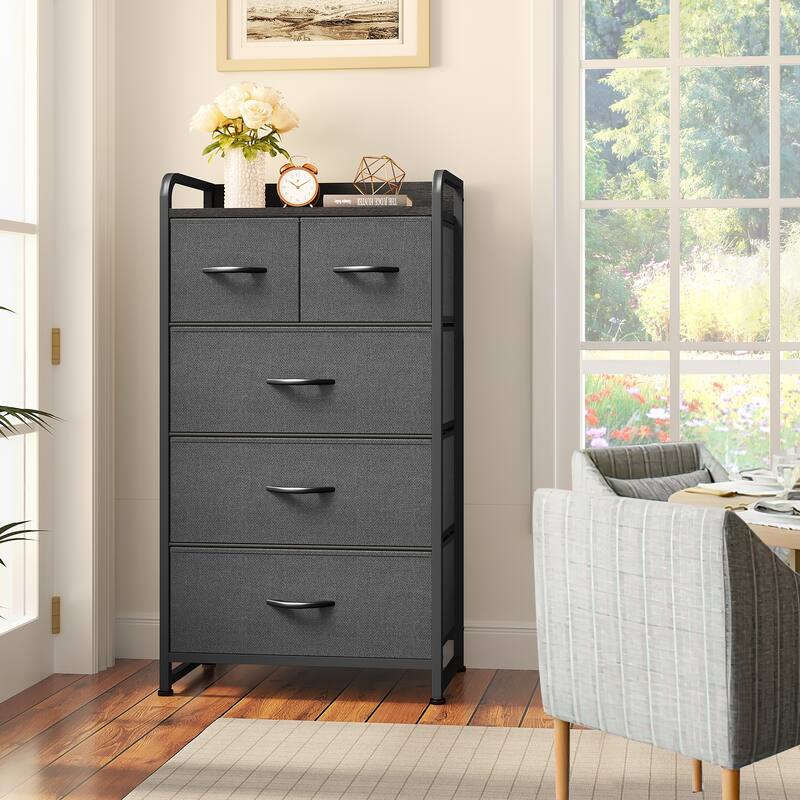 Modern Wide Dresser Storage Tower with 5 Drawers