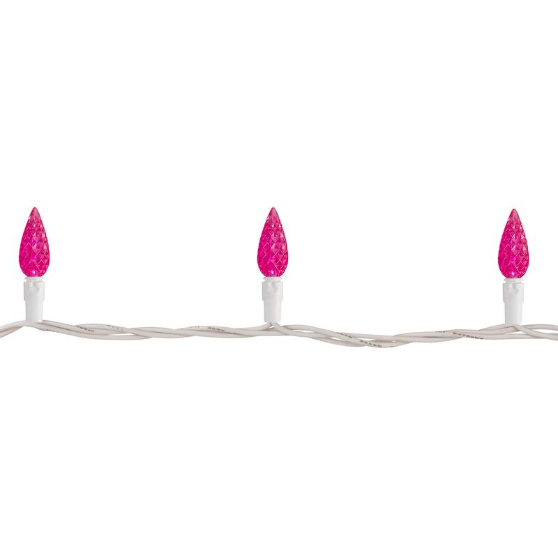 LED C6 Faceted Christmas Lights - Pink - 22.5' White Wire - 70ct