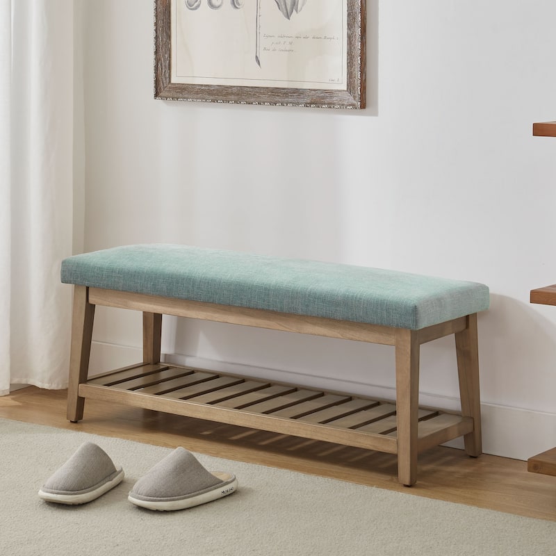 Entryway Shoe Bench Storage Bench Upholstered Bench - Teal