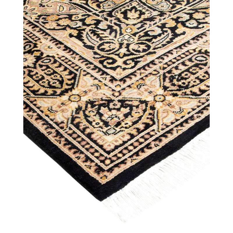 Overton Handknotted Wool Traditional Oriental Black Area Rug - 4' x 6'
