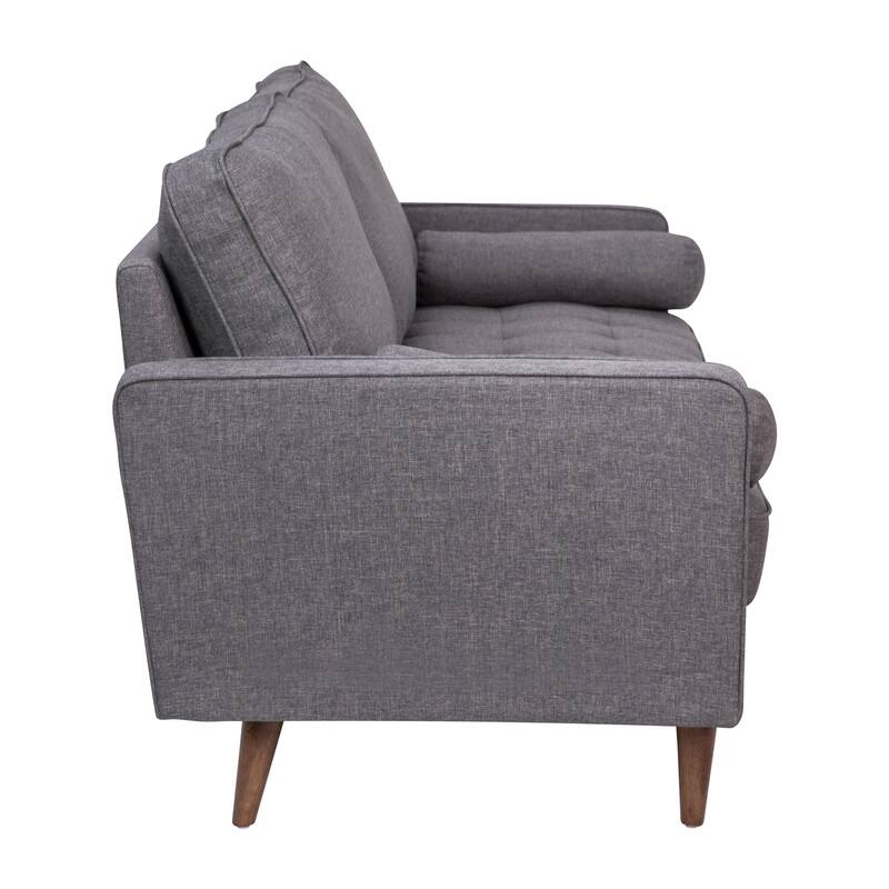 Compact Upholstered Tufted Sofa with Wooden Legs