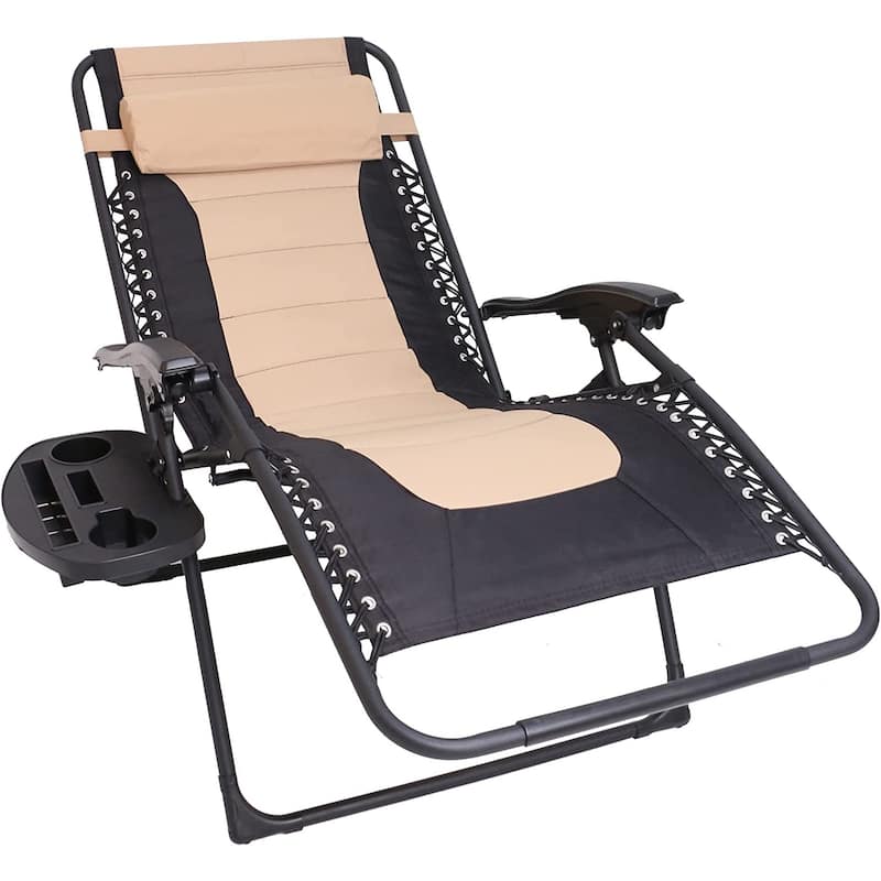 Outdoor Pool Patio Beach Yard Garden Oversized Padded Zero Gravity Chair - Beige