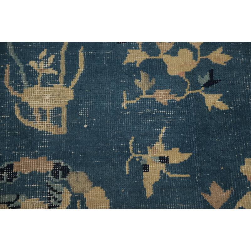 Hand Knotted Oriental 100% Wool Carpet Traditional Medallion Navy Blue & Blues Art Deco Area Rug - 10' 0'' X 8' 10''