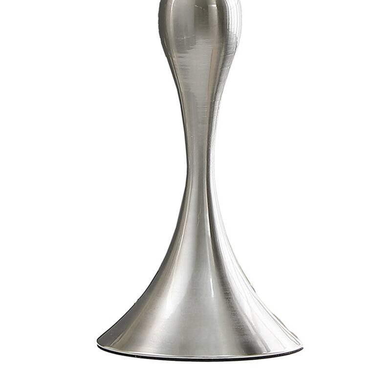 Omi 25 Inch Table Lamp, Drum White Shade, Sleek Modern Brushed Silver Body