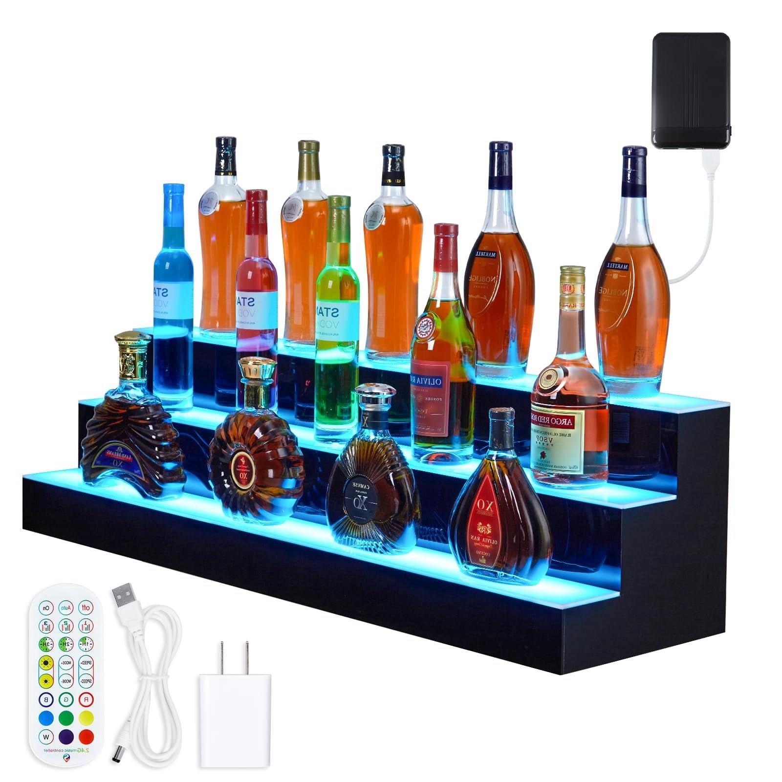 Rectangular LED Lighted Liquor Bottle Display,with Remote & App Control