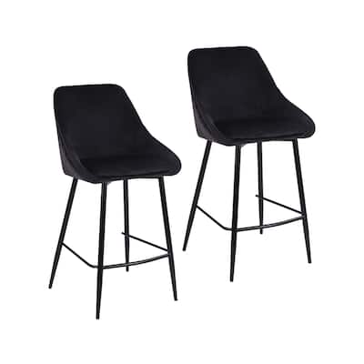 Porthos Home Uva Counter Stools Set of 2, Velvet Upholstery, Iron Legs