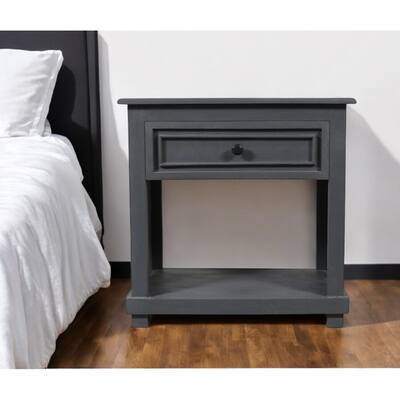 28" Distressed Gray One Drawer Solid Wood Nightstand