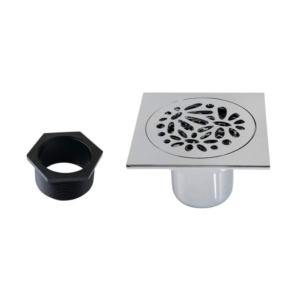 Watercourse Floral 4" Square Grid Shower Drain