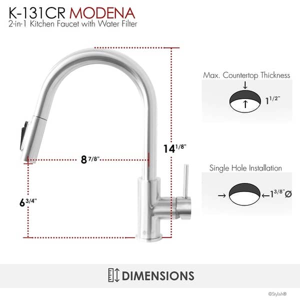STYLISH Single Handle Pull Down Kitchen Faucet Lead Free cUPC