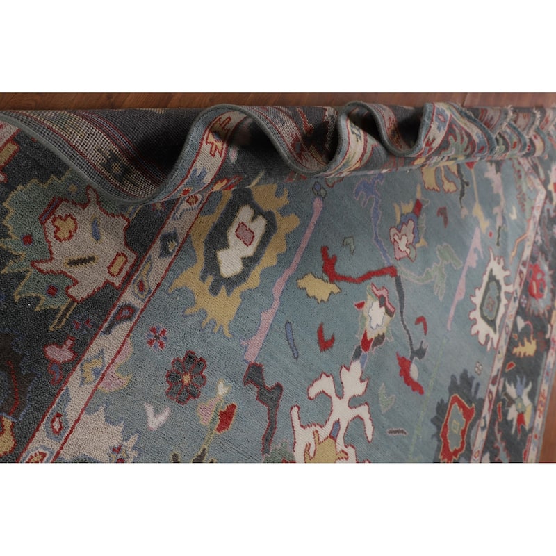 Blue Oushak Area Rug Handmade Oriental Wool Carpet - 8'1"x 9'10"