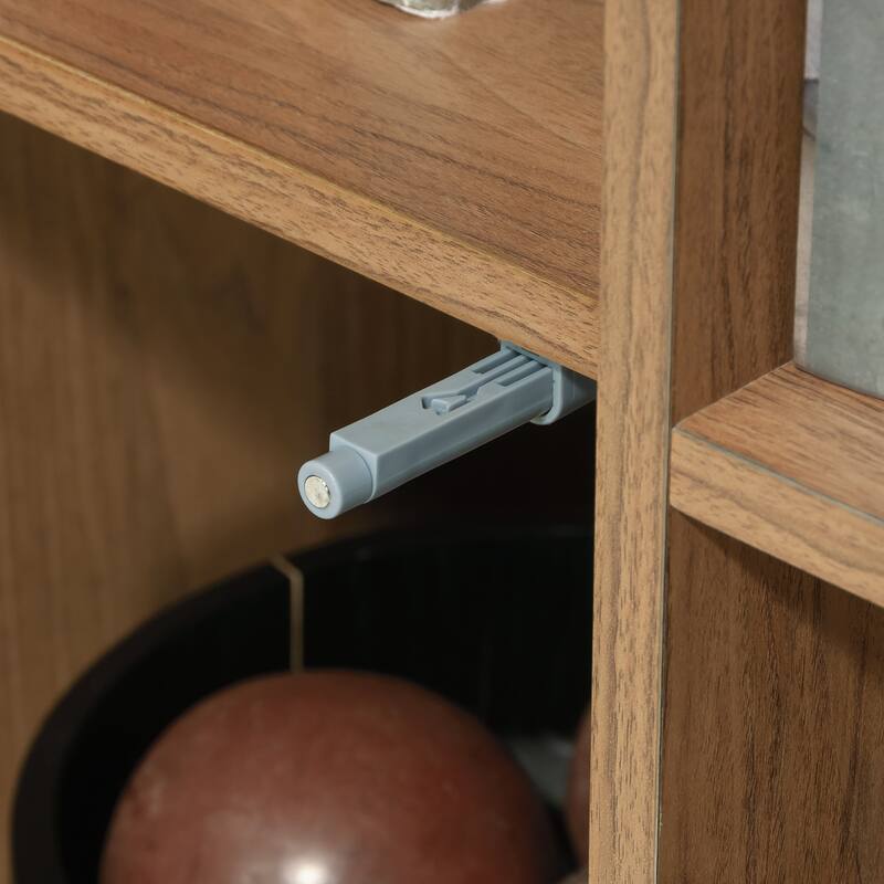 Brown and Black Tall Storage Cabinet with Adjustable Shelves 58 Inch High
