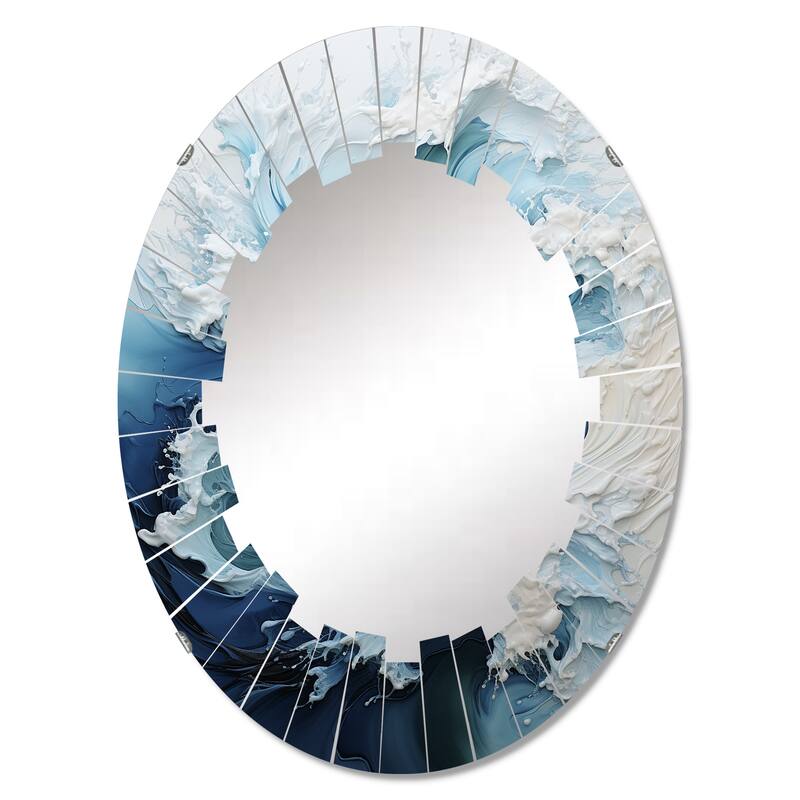 Designart "Coastal Waves Rhythmic Coastal II" Nautical & Beach Modern Wall Mirror