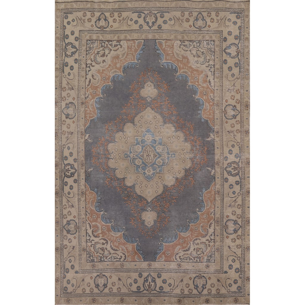 Over-Dyed Tabriz Persian Antique Area Rug Handmade Wool Carpet - 6'7" x 9'6"