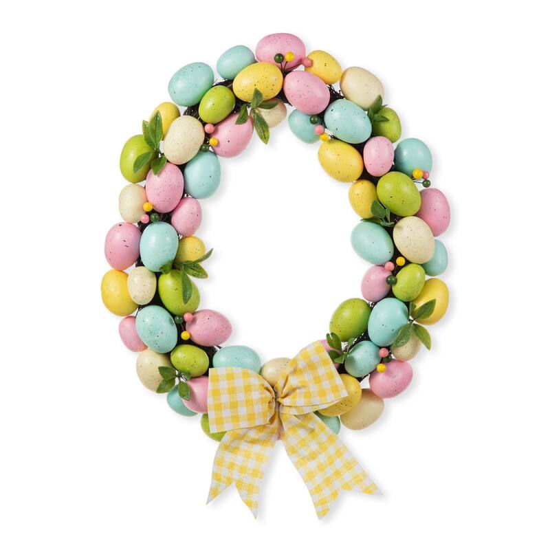 Glitzhome 18"D Easter Purple Hue Eggs Wreath for Front Door Wall Decor