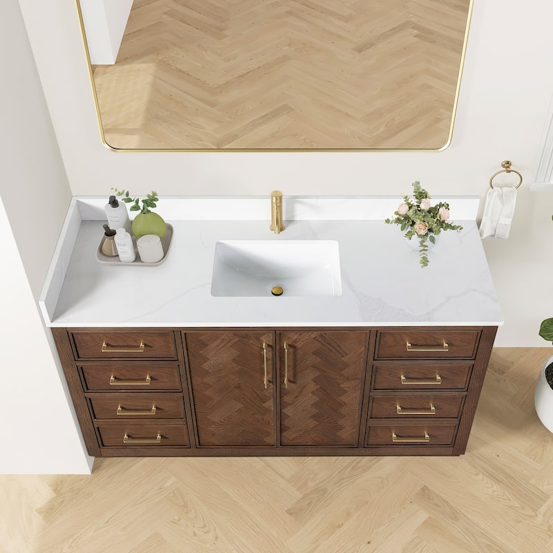 Jakarta Bath Vanity with Quartz Stone Top without Mirror