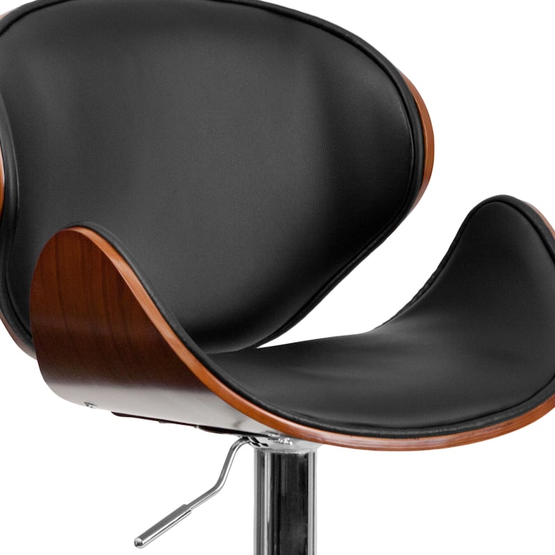 Bentwood Adjustable Height Barstool with Curved Back and Vinyl Seat - 21"W x 20"D x 37" - 45.5"H - 21"W x 20"D x 37" - 45.5"H