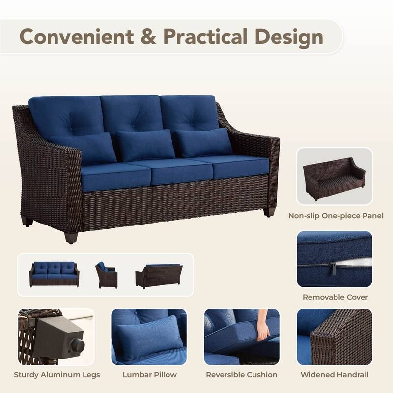 Spruce & Spring Murphy 8-Piece Outdoor Wicker Patio Furniture Conversation Sofa Sets