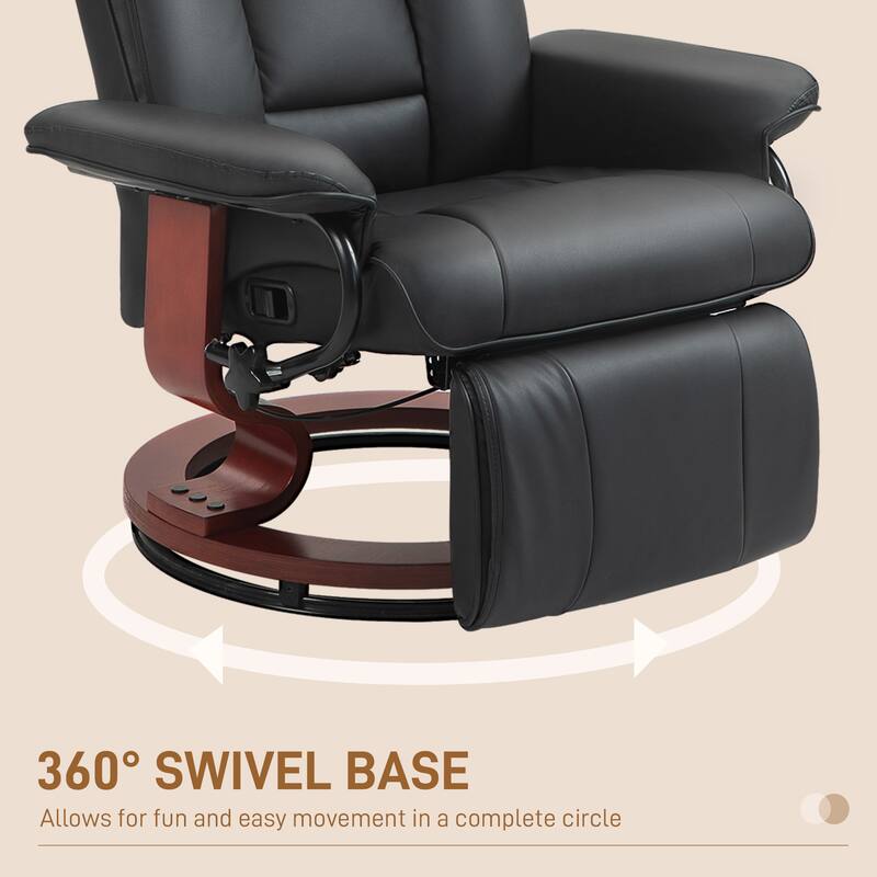 Manual Swivel Recliner Chair - Black