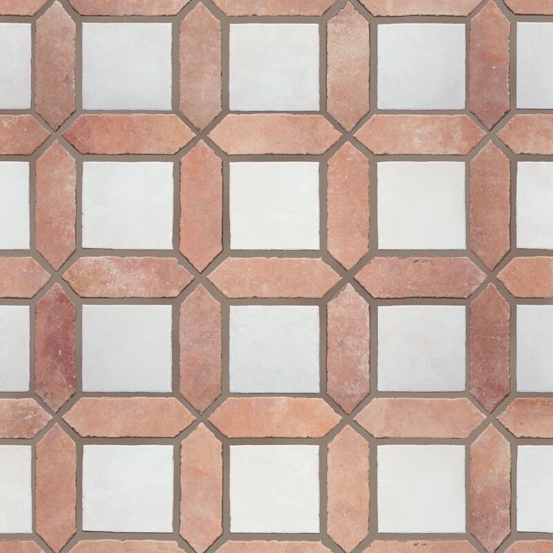 Merola Tile Picket Arenta Clay with White Square 14-5/8" x 22-1/2" Porcelain Floor and Wall Tile
