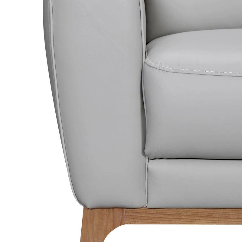 HomeRoots 83" Gray Leather Sofa With Brown Legs